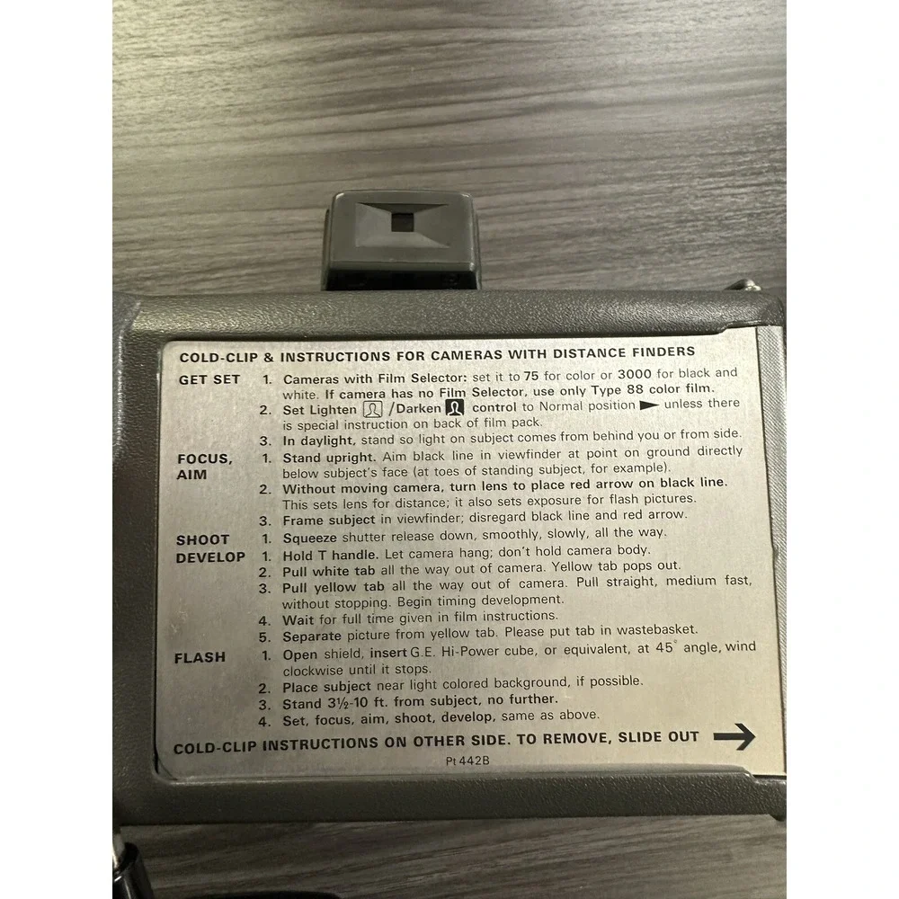 Polaroid Land Camera Square Shooter, 1971-72 Vintage Model w Strap Manual